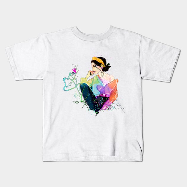 Babe Girl 01 Kids T-Shirt by Miki De Goodaboom